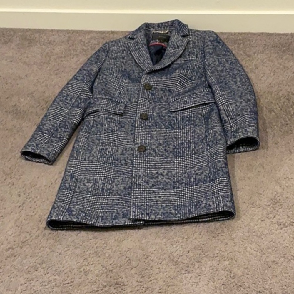 Blue and Gray Plaid Coat